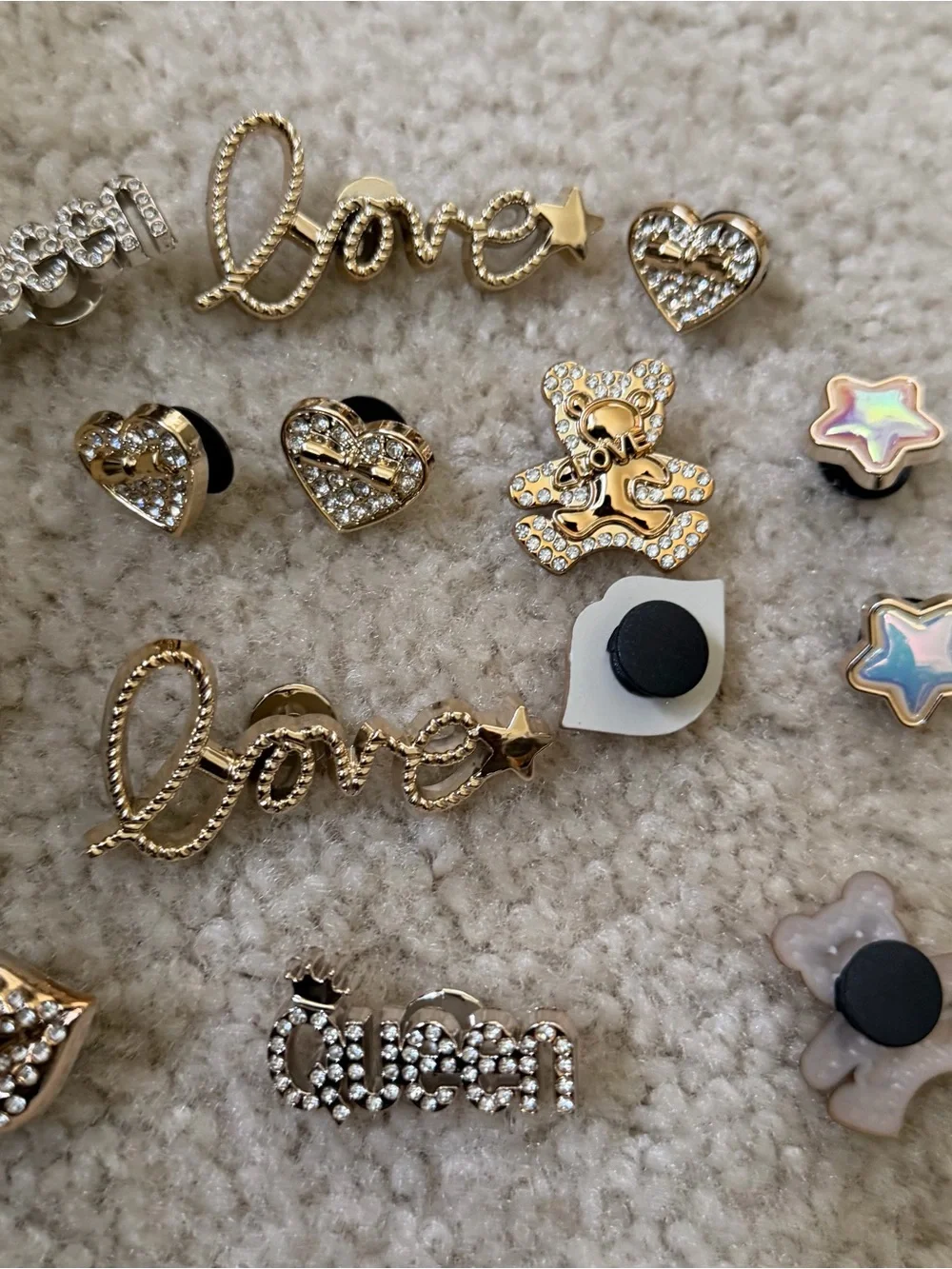 Gold Kids 'Love' & Heart Decorative Charms for Shoes Set